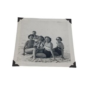 Vintage 1951 Photogragh Group of Women Sitting on Panama Beach Florida Laughing